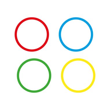 Renkli çember çizgileri. Kırmızı mavi şekiller. Yeşil sarı halkalar. Vektör geometrik elementler. EPS 10.