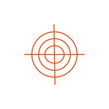 Hedef ikon konsantrasyonu. Turuncu çizgili daireler. Hassas odak sembolü. Vektör hedef illüstrasyonu. EPS 10.