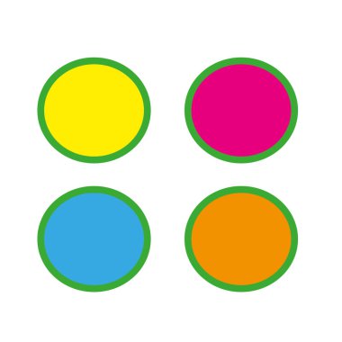 Renkli daireler ayarlandı. Yeşil çizgili şekiller. Geometrik yuvarlak elementler. Vektör noktası çizimi. EPS 10.