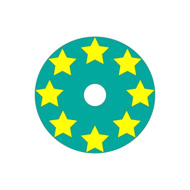 Sekiz yıldız deseni. Dairesel şekil tasarımı. Vektör yıldızlar çizimi. Teal sarı dekor. EPS 10.
