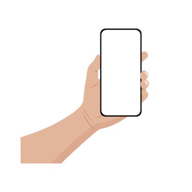 Beyaz arka planda boş ekranlı akıllı telefon. Vektör illüstrasyonu