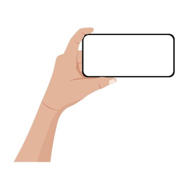 Beyaz arka planda boş ekranlı akıllı telefon. Vektör illüstrasyonu