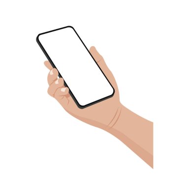 Beyaz arka planda boş ekranlı akıllı telefon. Vektör illüstrasyonu