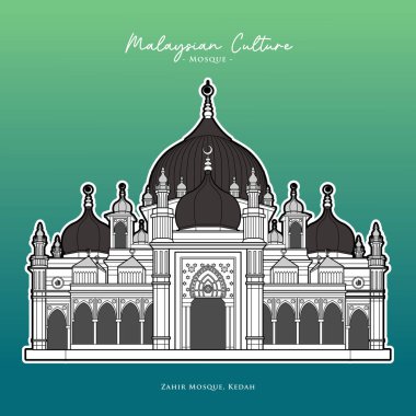Malezya 'nın Kedah kentindeki Zahir Camii Vektörü