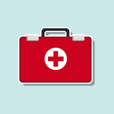 Vector illustration set of emergency first aid kit for health care and treatment