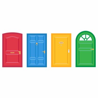 Ön kapı canlı renkli, vektör illüstrasyonlu