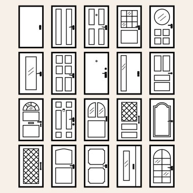 Siluet temalı ön kapı, vektör illüstrasyonu