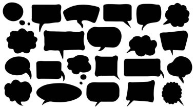 Siyah Siluette Çizgi Roman Biçimli Konuşma Kabarcığı Şekilleri