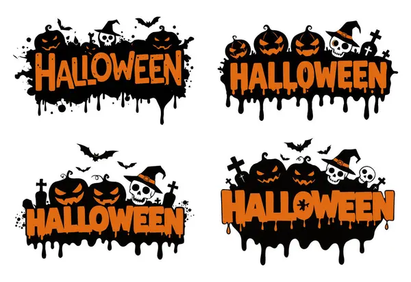 Cadılar Bayramı Korku Posteri Tasarımı: Kabak, Kafatası ve Yarasalar