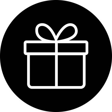 Siyah Çemberde Tek Renkli Hediye Kutusu Simgesi