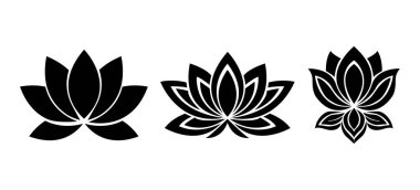 Zarif Siyah Lotus Vektör Siluetleri