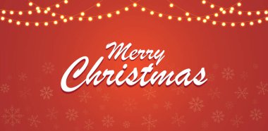 Işıklı ve Kar Taneli Kırmızı Noel tebrik kartı.