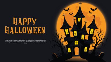 Cadılar Bayramınız kutlu olsun Dolunay ve Yarasa Resimli Ev