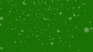 Yeşil ekranda düşen kar taneleri 4K