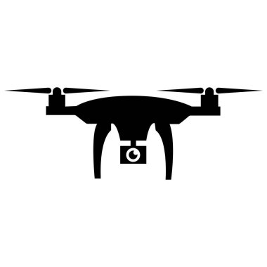 Siyah ve Beyaz Kameralı Quadcopter Drone Silueti