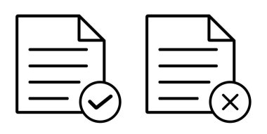 İşaretli pano simgesi vektörü. Onaylanmış ve Reddedilmiş Belge Simgeleri Onaylama Sembol Vektörü Ayarları