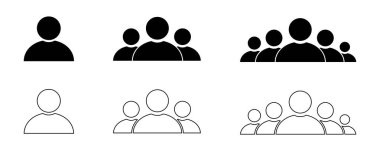 Takımlar, Profiller ve Toplumlar için Kullanıcı Grubu Simgeleri Silueti & Taslak Biçimi