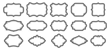 Taslak Vintage çerçeveler ve etiketler vektör kümesi. Çerçeveleri etiketle. Dekoratif çerçeveler