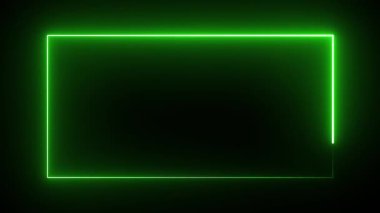 Neon dikdörtgen çerçeve canlandırma ekran döngüsü, neon yeşil şablon yumuşak renk arkaplan 4K