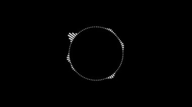 Dairesel ses ses ses spektrumu dengeleyici. Siyah arkaplanda ses dalgaları canlandırması 4K