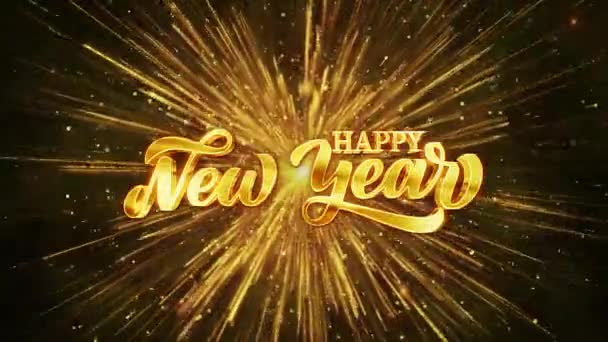 Buon Nuovo Anno Script Celebrazione Testo Con Festivi Fuochi Artificio — Video Stock