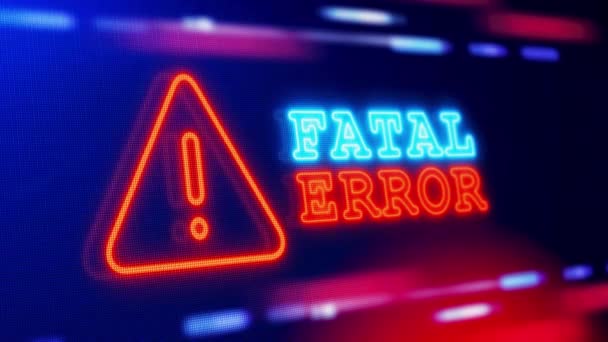Fatal Error Warning Alert Screen Loop Blinkende Störung Fehleranimation Konzept — Stockvideo