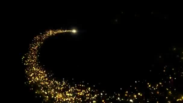黄金の輝きの輪の粒子が輝きます ダストトレイル輝く輝きの波を駐車 マジックシマーライト火花背景誕生日 記念日 新年2024 イベント クリスマス ディワリ — ストック動画