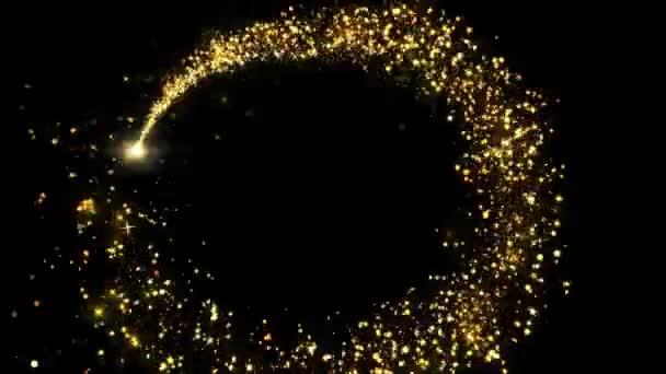 Świecące Magiczne Światło Wróżka Złoty Brokat Cząsteczki Błyszczące Błyszczące Luksusowa — Wideo stockowe