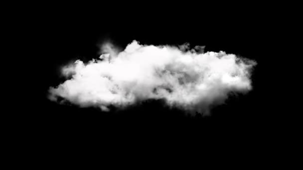 4Kクラウドループ 黒の背景アルファ線 輝く光線 霧に隔離された高速渦巻く雲 — ストック動画
