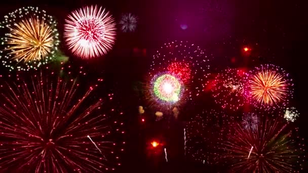 2024 Nový Rok Předvečer Ohňostroje Show Oslavy Pozadí Zlatá Zářící — Stock video