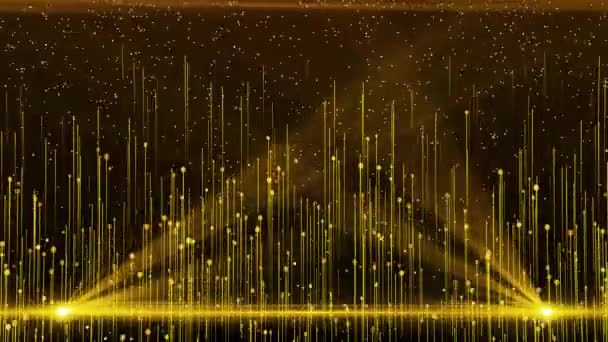 Brilhando Partículas Piso Dourado Estrelas Poeira Ponto Luz Piscando Luxo — Vídeo de Stock