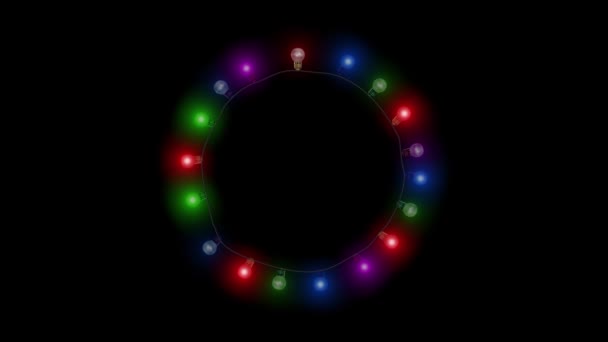 Σειρά Λαμπτήρων Αναβοσβήνει Φως Πλαίσιο Garland Φώτα Βολβών Πάρτι Χριστούγεννα — Αρχείο Βίντεο