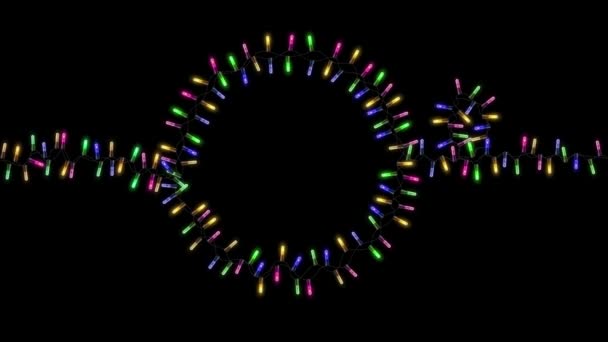 Boże Narodzenie Żarówka Ramka Wakacje Tematyczne Ramka Składa Się Kolorowych — Wideo stockowe