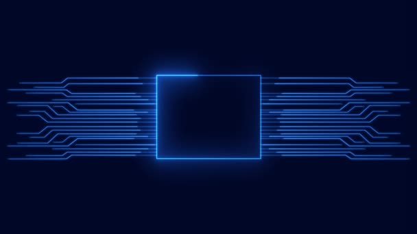 4K三维计算机处理器Cpu处理器开始启动电路爆裂数字能量爆炸 粒子能量流经电路屏幕 可视化数字冲击 人工智能 — 图库视频影像
