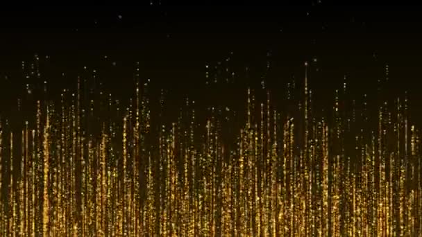 Abstrato Luxo Dourado Onda Partículas Digitais Luz Abstrato Fundo Ondulado — Vídeo de Stock
