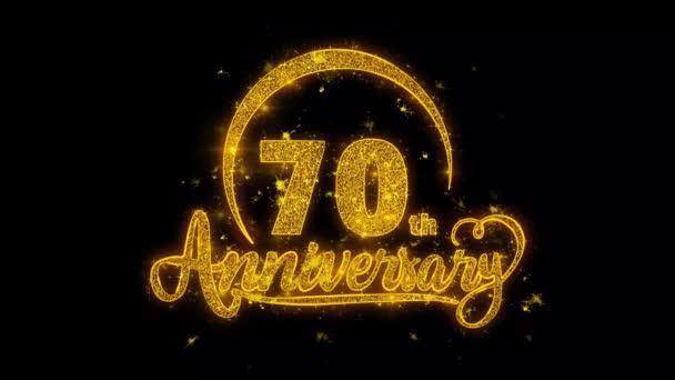 70Th Happy Anniversary Typography Text Reveal Golden Glitter Shiny Magic — Stock Video
