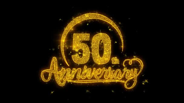 50Th Happy Anniversary Typography Text Rivela Golden Scintillio Scintillanti Particelle — Video Stock