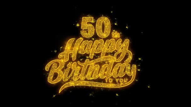 Feliz Cumpleaños Tipografía Texto Revelar Oro Brillo Brillante Partículas Mágicas — Vídeos de Stock