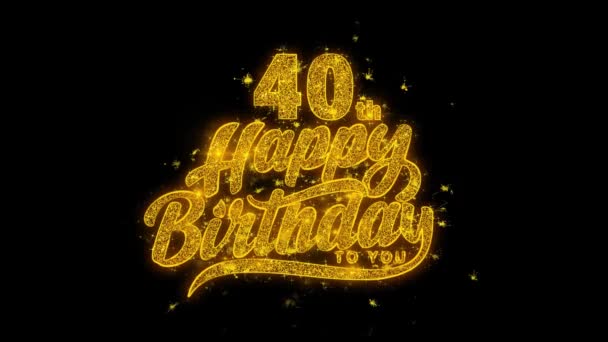 40Th Happy Birthday Typography Text Αποκάλυψη Από Golden Glitter Λαμπερά — Αρχείο Βίντεο