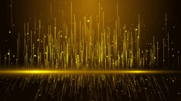 Abstrakte Goldglänzende Partikel Fallen Preisverleihung Teilchen Streifen Welle Bühne Hintergrund — Stockvideo