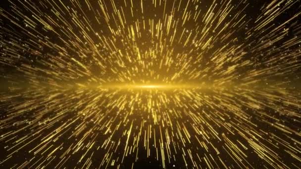 Partículas Fondo Abstracto Con Brillante Polvo Estrellas Piso Dorado Mosca — Vídeo de stock