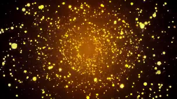 Gullglitterbakgrunn Sakte Film Ekte Støvpartikler Svever Luften Universe Gullstøv Stjerner – stockvideo