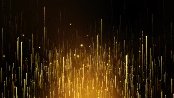 Goldpartikel Bokeh Staub Licht Steigt Glitter Luxus Partikelstreifen Cinematic Hintergrund — Stockvideo