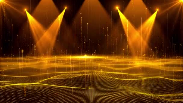 Золота Пляма Світла Частинок Блимає Сцені Вечірки Вечірнє Танцювальне Шоу — стокове відео