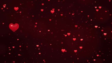 Soyut sevgililer günü, arka planda kırmızı kalpler. Anneler günü, evlilik, davetiye e-kart, tebrik, aşk ve evlilik konsepti videosu. 4K Romantik. Festival, Diwali Love.