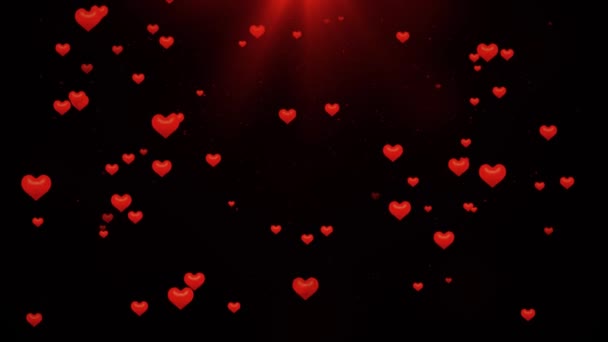 Розово Красные Влюбленные Сердца Сверкают Блеском Заднем Плане Боке Сверкающие — стоковое видео