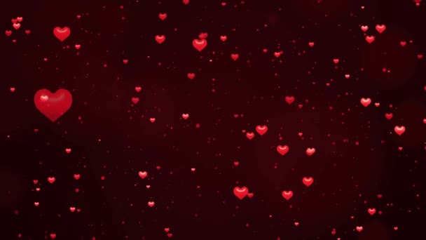 Абстрактный День Святого Валентина Юбилей Красных Сердец Темном Фоне День — стоковое видео