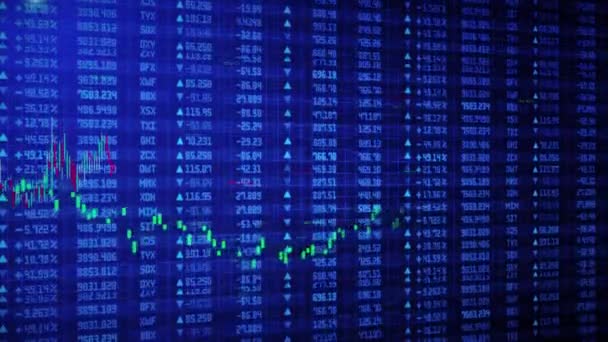 Kryptoměna Bitcoin Btc Šifrování Obchodování Finanční Zpráva Pozadí Graf Grafy — Stock video