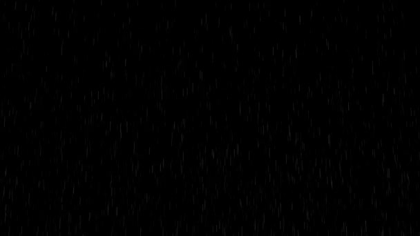 Gotas Lluvia Efecto Caída Sobre Fondo Negro Lluvia Con Luz — Vídeos de Stock