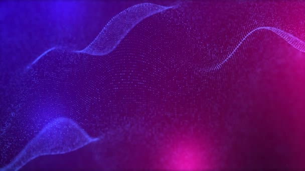 Digital Dot Blue Purple Wave Line Light Gradient Dark Background — 图库视频影像